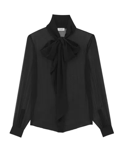 SAINT LAURENT SAINT LAURENT PUSSY-BOW LONG-SLEEVED SHIRT