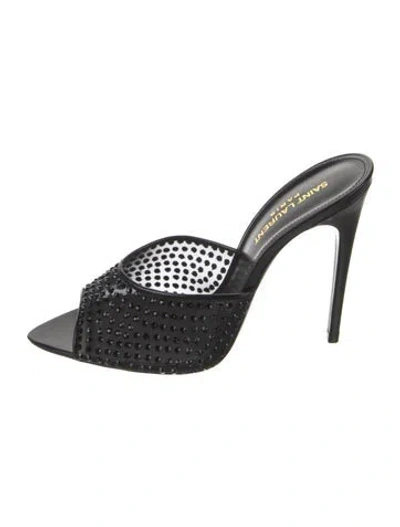 Pre-owned Saint Laurent Pvc Mesh Accents Mules In Black