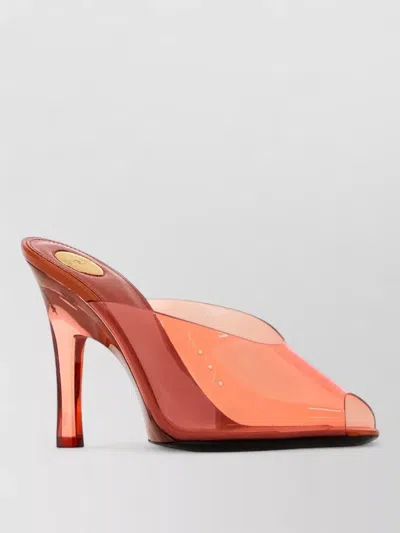 Saint Laurent Pvc Sabrina Mules Peep Toe Transparent In Orange