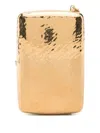 Saint Laurent Rectangular Gold Hammered Clutch Bag In Gold