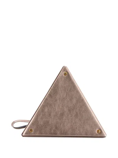 Pre-owned Saint Laurent Pyramid Box Bag Leather Small Clutch Bag In Gold