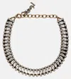 Saint Laurent Pyramid Crystal-embellished Chain Necklace In Gold
