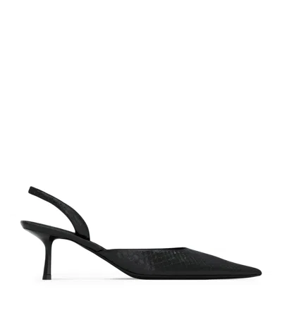 Saint Laurent Python Leather Misty Slingbacks 55 In Black