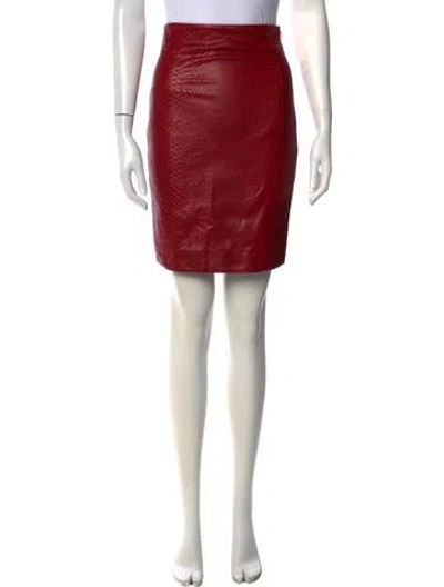 Pre-owned Saint Laurent Python Mini Skirt In Red
