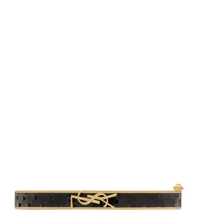Saint Laurent Python Opyum Logo Bangle In Black