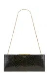 Saint Laurent Python Small Midnight Pochette Bag In Dark Treetop