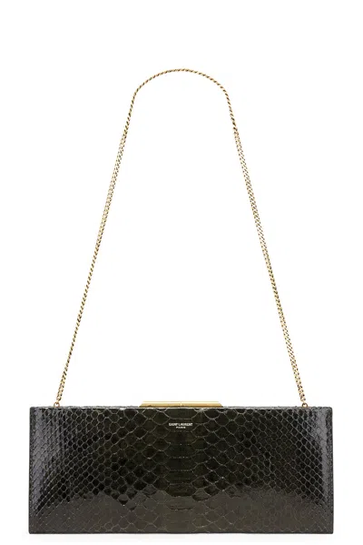 Saint Laurent Python Small Midnight Pochette Bag In Dark Treetop
