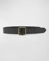 Saint Laurent Python Snakeskin Belt With A Square Buckle In Brown