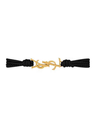 Saint Laurent Q Nappa Paris Bracelet In Metallic
