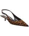 Saint Laurent Cherish Leopard-print Grosgrain Slingback Pumps In Brown