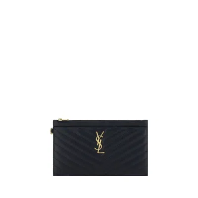 Saint Laurent Quilted Calf Leather Wallet In Black