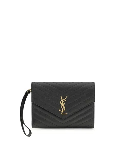 Saint Laurent Quilted Calf Leather Wallet In Black