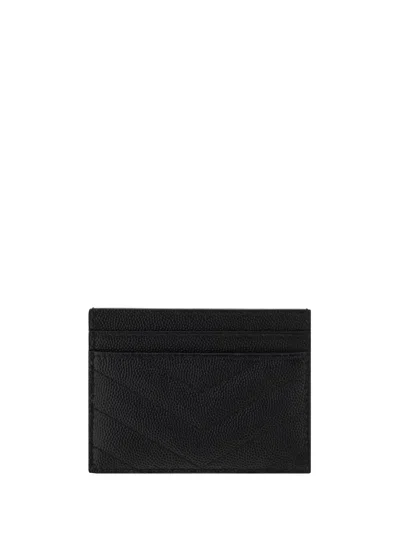 Saint Laurent Quilted Calfskin Card Case In Black