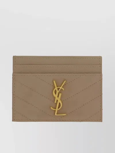 Saint Laurent Quilted Calfskin Card Holder In Black