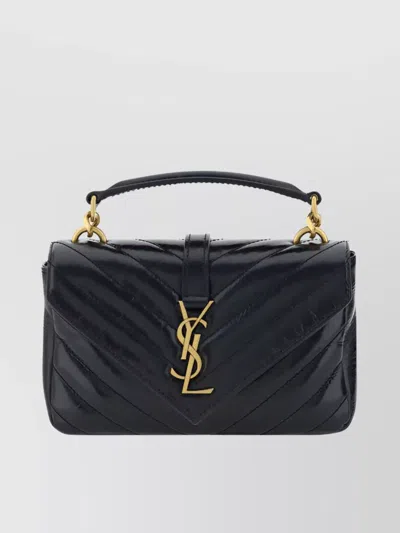 Saint Laurent Quilted Calfskin Chain Strap Wallet In Black