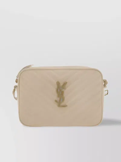 Saint Laurent Quilted Calfskin Shoulder Bag In Neutral