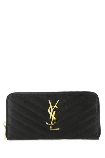 Saint Laurent Quilted Calfskin Wallet In Black
