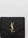 Saint Laurent Quilted Chevron Pattern Trifold Wallet In Black