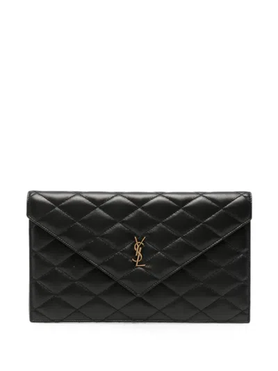 Saint Laurent Quilted Clutch Bag In Black