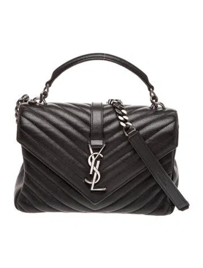 Pre-owned Saint Laurent Quilted College Medium In Black