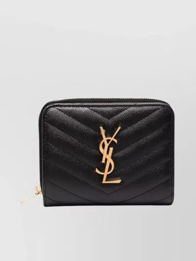 Saint Laurent Quilted Compact Zip Around Wallet