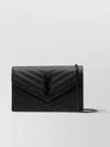 Saint Laurent Cassandre Leather Wallet On Chain In Black