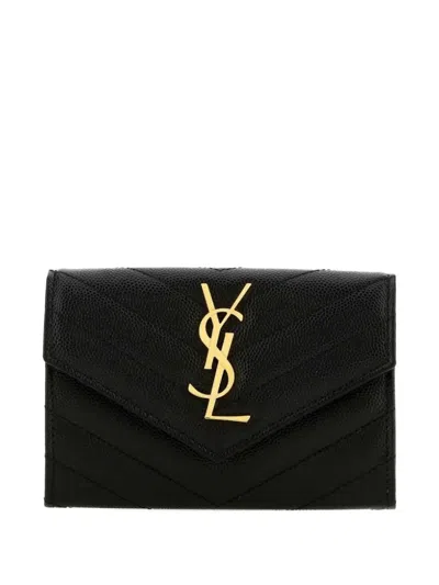 Saint Laurent Small Monogram Envelope Wallet In Black