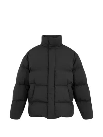 Saint Laurent Quilted High-neck Jacket In Black