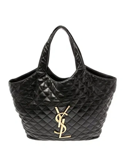 Pre-owned Saint Laurent Quilted Icare Maxi Tote In Black