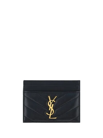 Saint Laurent Quilted Lambskin Card Case In Black