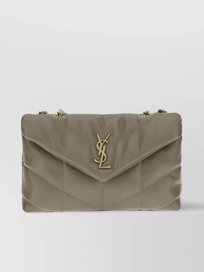 Saint Laurent Quilted Lambskin Leather Shoulder Bag In Neutral
