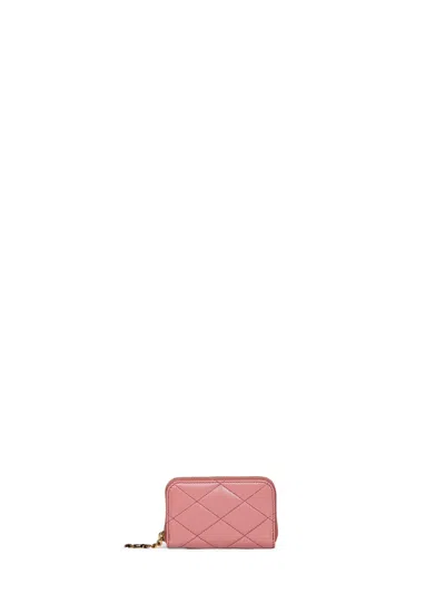 Saint Laurent Quilted Lambskin Wallet In Pink
