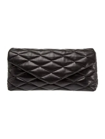 Pre-owned Saint Laurent Quilted Large Sade Clutch Large In Black
