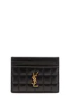 Saint Laurent Logo-plaque Quilted Card Holder In Black