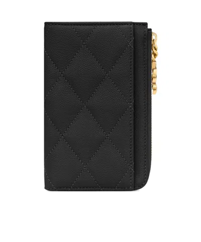 Saint Laurent Quilted Leather Card Holder In Black