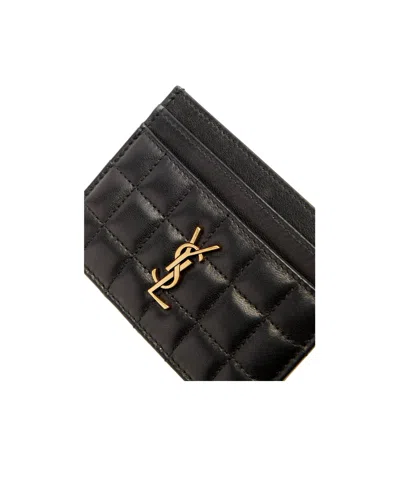 Saint Laurent Quilted Leather Card Holder In Red