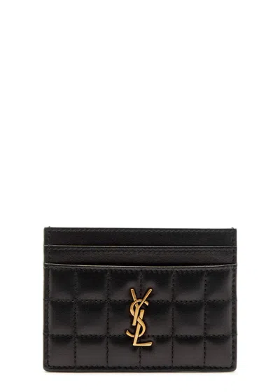 Saint Laurent Quilted Leather Card Holder In Black