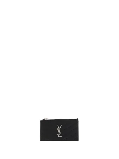 Saint Laurent Quilted Leather Cardholder Wallet In Black