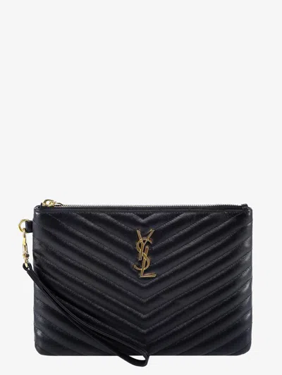 Saint Laurent Quilted Leather Clutch In Black