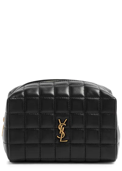 Saint Laurent Quilted Leather Cosmetics Pouch In Black