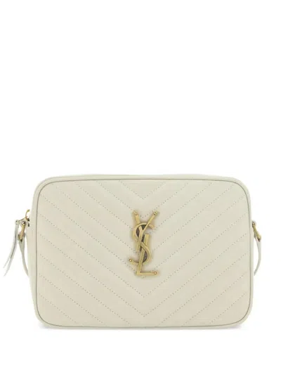 Saint Laurent Quilted Leather Lou Camera Bags In White
