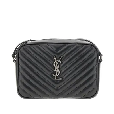 Saint Laurent Quilted Leather 'lou' Crossbody Bag In Black