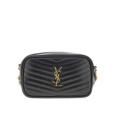 Saint Laurent Quilted Leather Lou Mini Bag In Black
