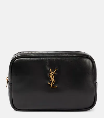 SAINT LAURENT QUILTED LEATHER MAKEUP BAG