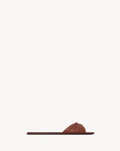 Saint Laurent Quilted Leather Mule In Brown