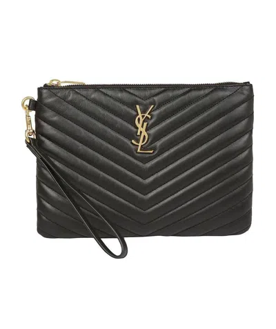 Saint Laurent Quilted Leather Purse In Black