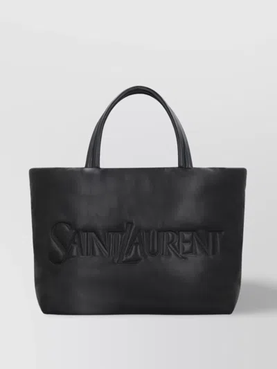 Saint Laurent Quilted Leather Tote With Black Metal Hardware
