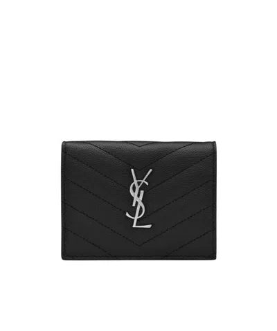 Saint Laurent Quilted Leather Wallet In Black