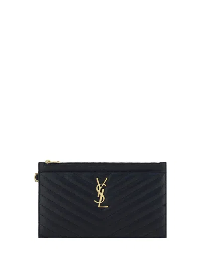 Saint Laurent Quilted Leather Wallet In Black