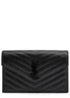Saint Laurent Quilted Leather Wallet-on-chain In Black